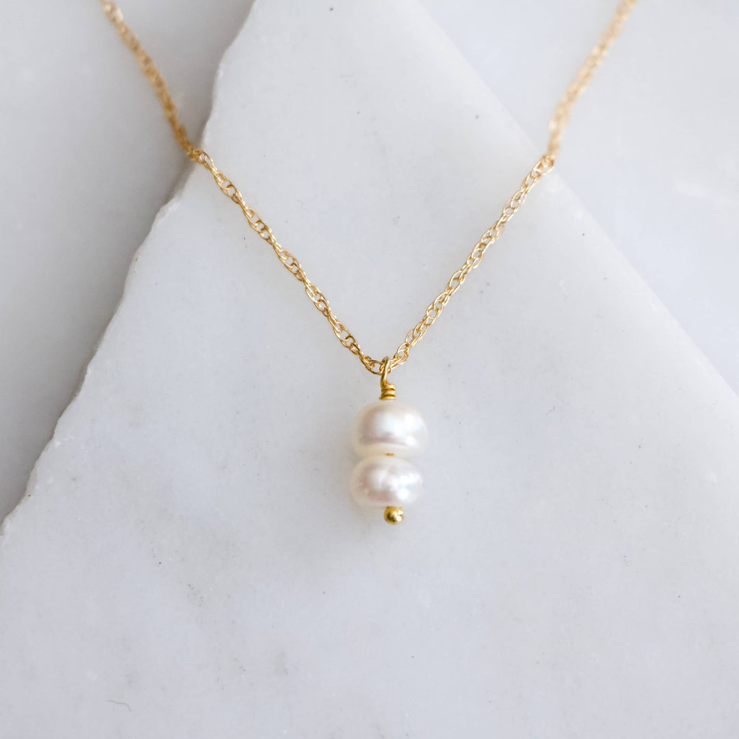 Mini Pearl Drop Necklace - Gold Filled