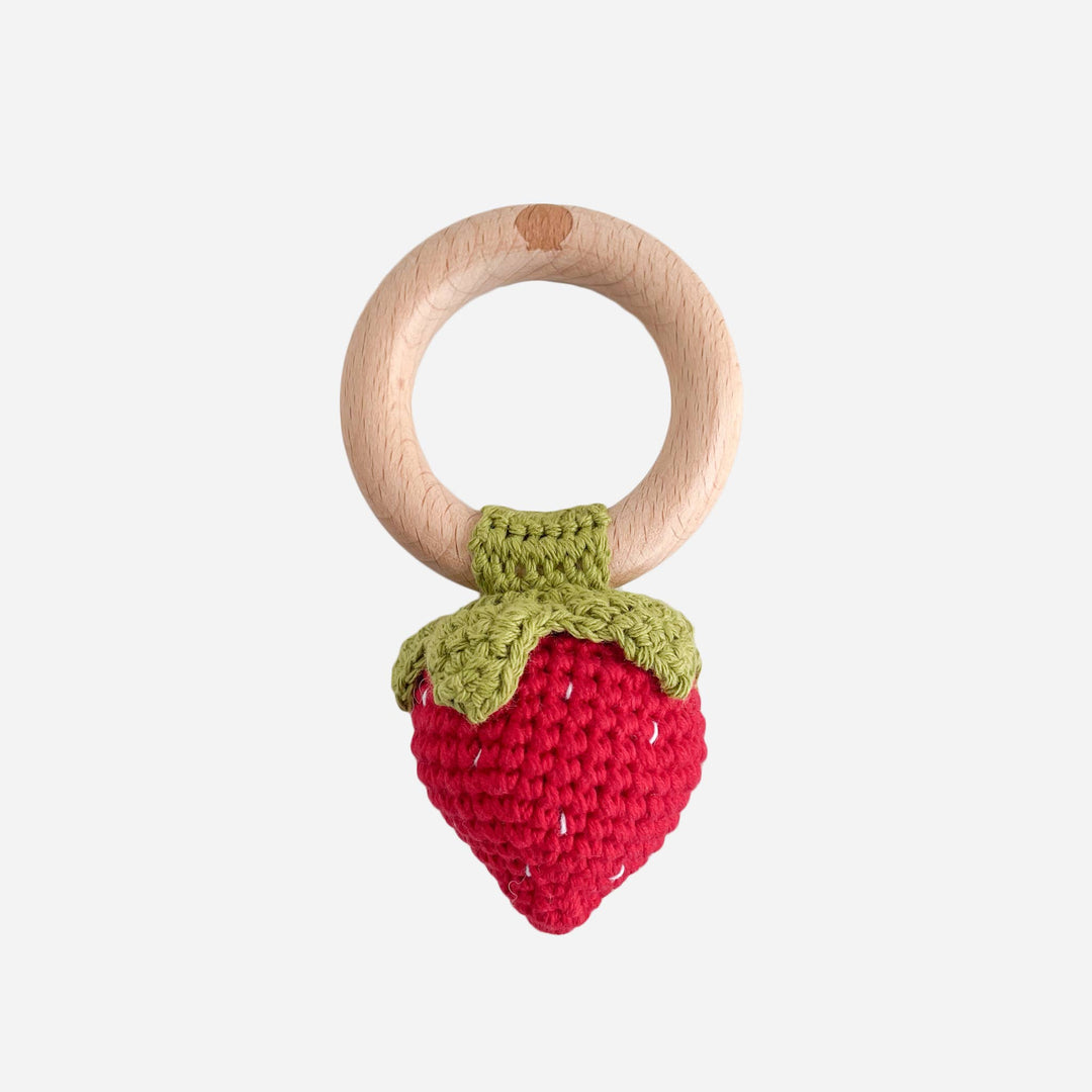 Red Strawberry Crochet Rattle/Teether