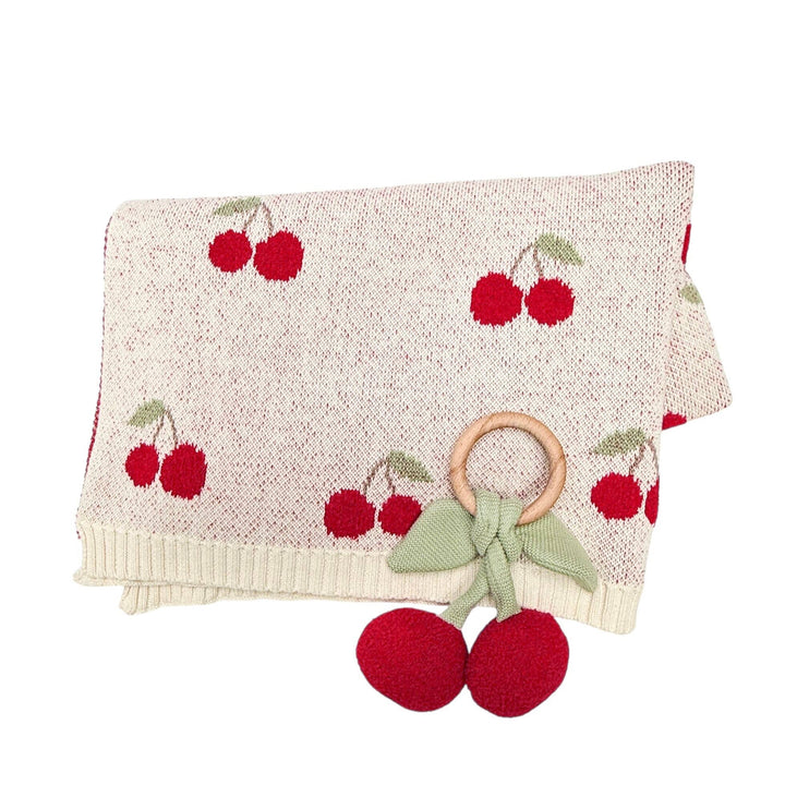 Cherry Orchard Baby Blanket + Rattle Gift Set