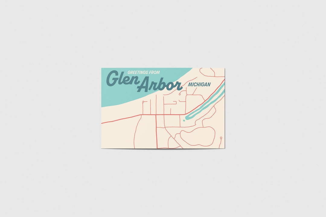 Glen Arbor Map Travel Postcard