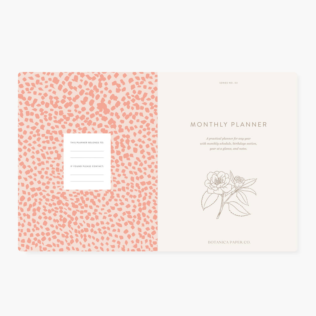 Camellia Undated Monthly Planner