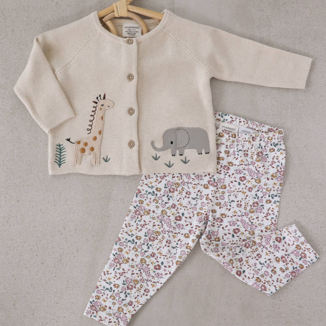 Animal Safari Embroidered Baby Cardigan