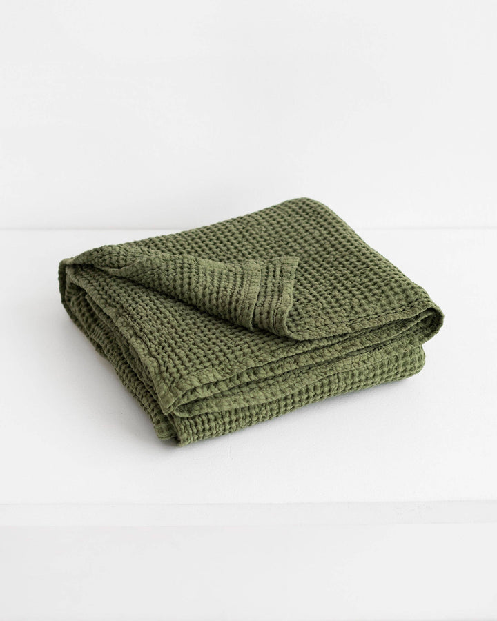 Forest Green Linen Waffle Towel