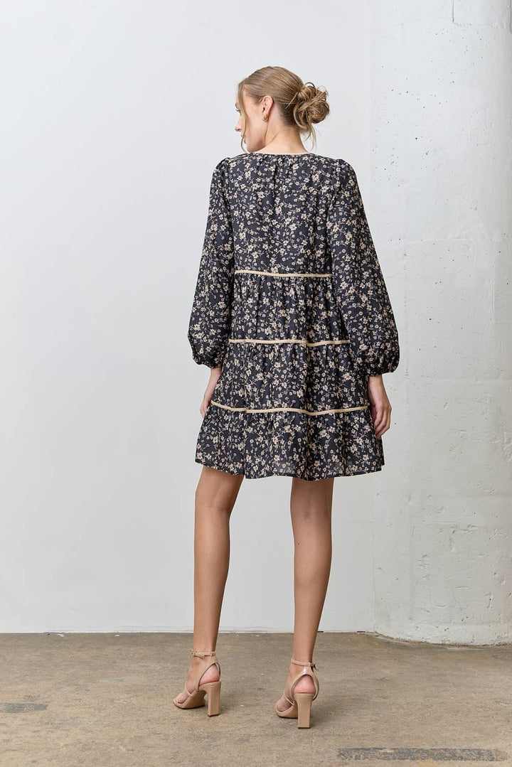 Floral Long Sleeve Mini Dress