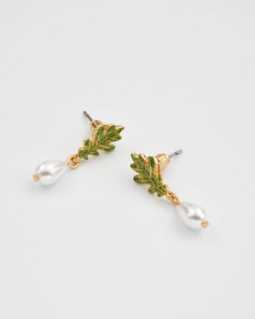 Oak Leaf Pearl Drop Earrings