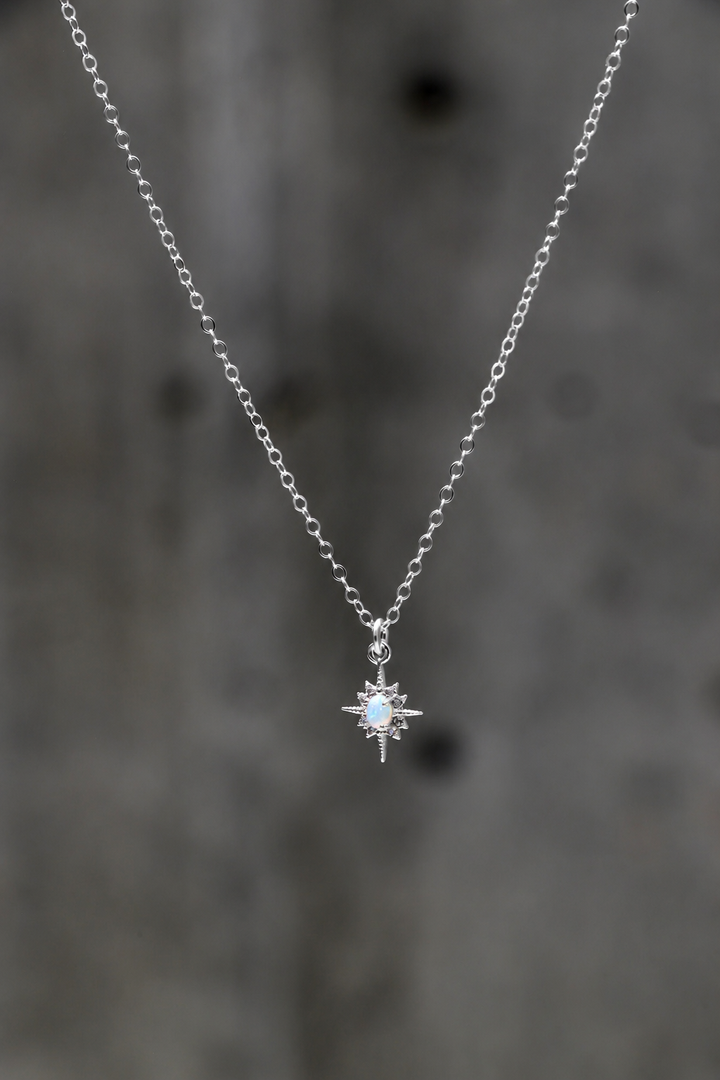 Opal Star Necklace in Silver