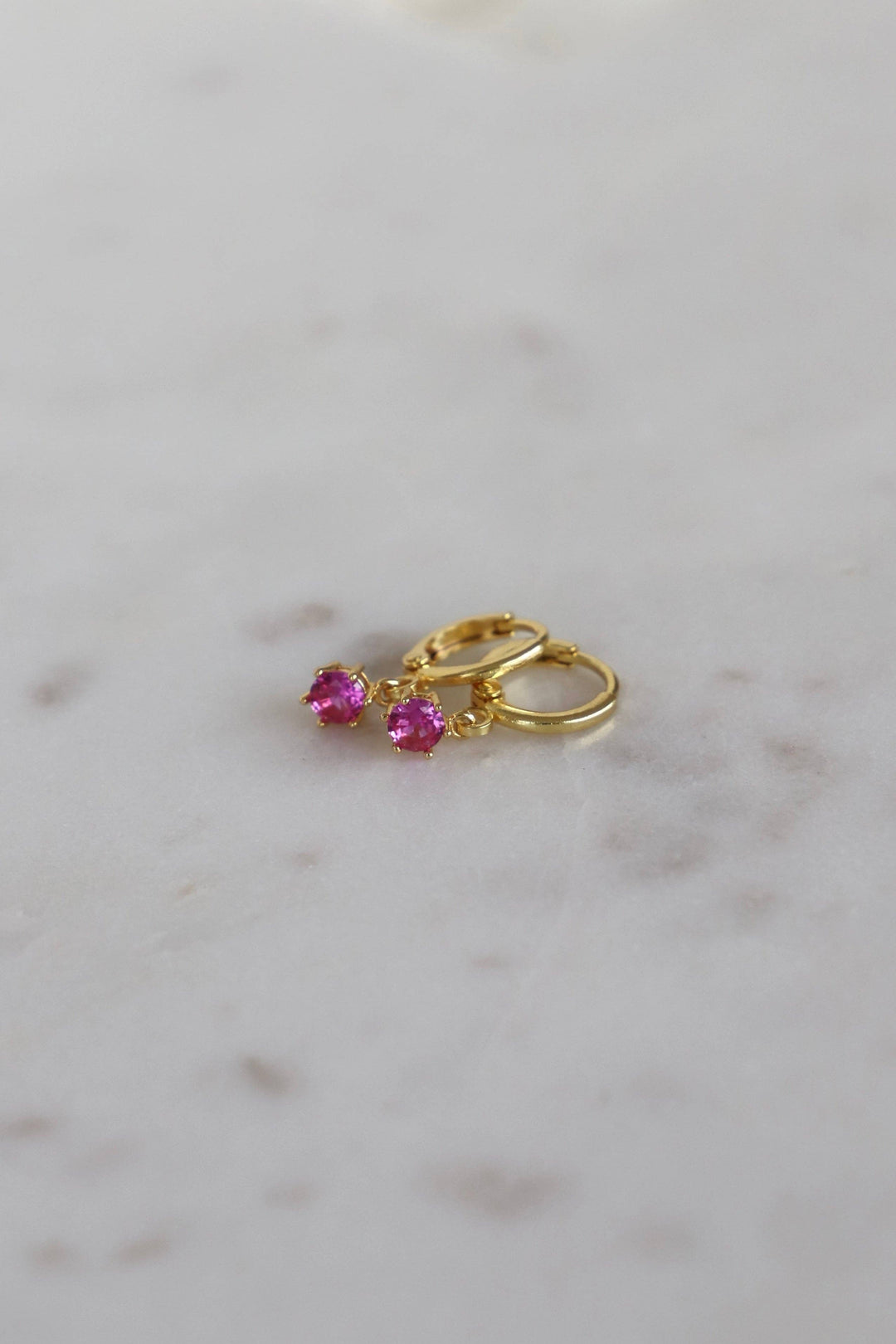 Round Birthstone Huggies