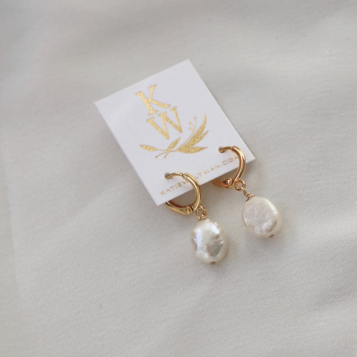 Keshi Pearl Nugget Huggies in Silver