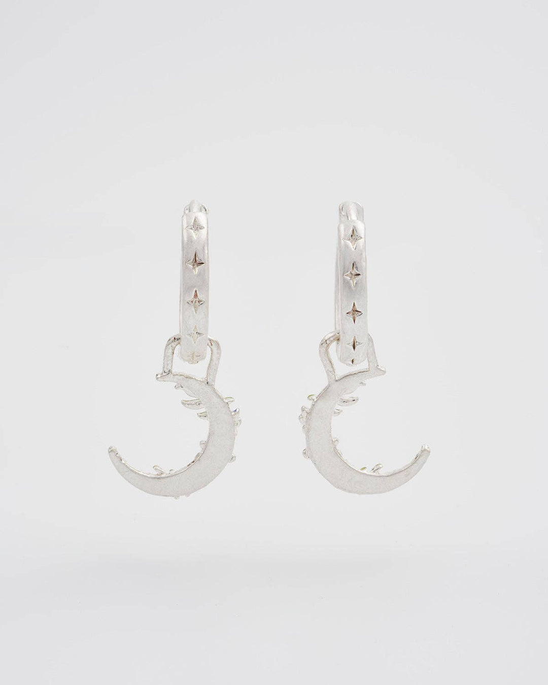 Nightshade Moon Silver Huggie Earrings