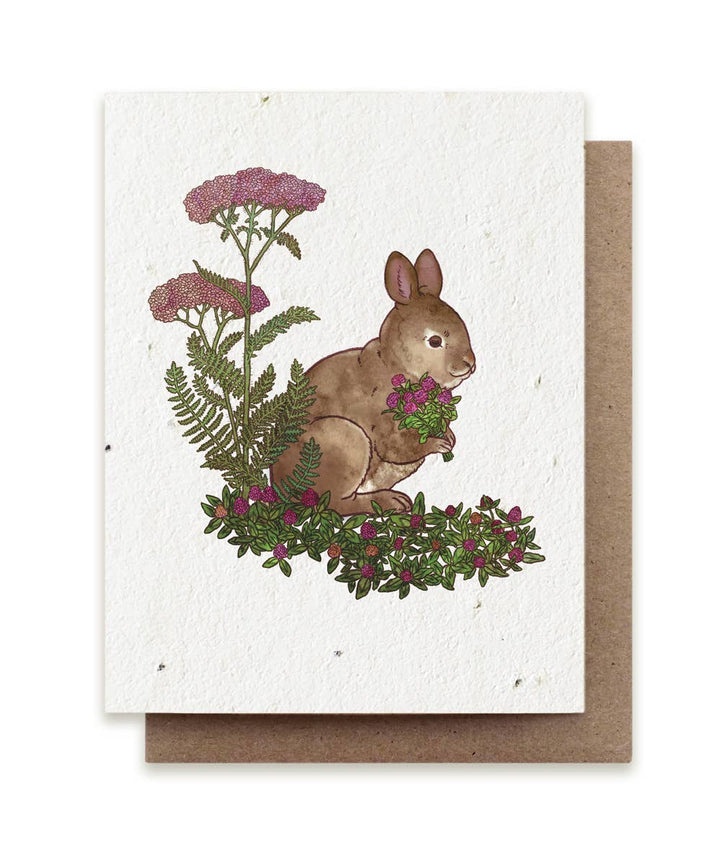 Rabbit Gathering Herbs Plantable Herb Seed Card: No Sleeves