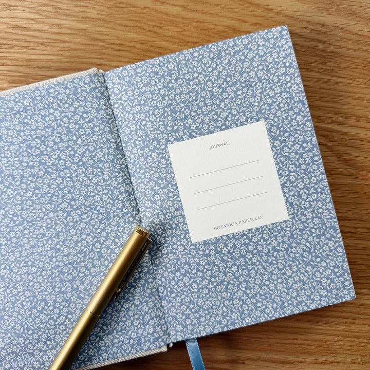 Blue Flora Mini Linen Bound Journal