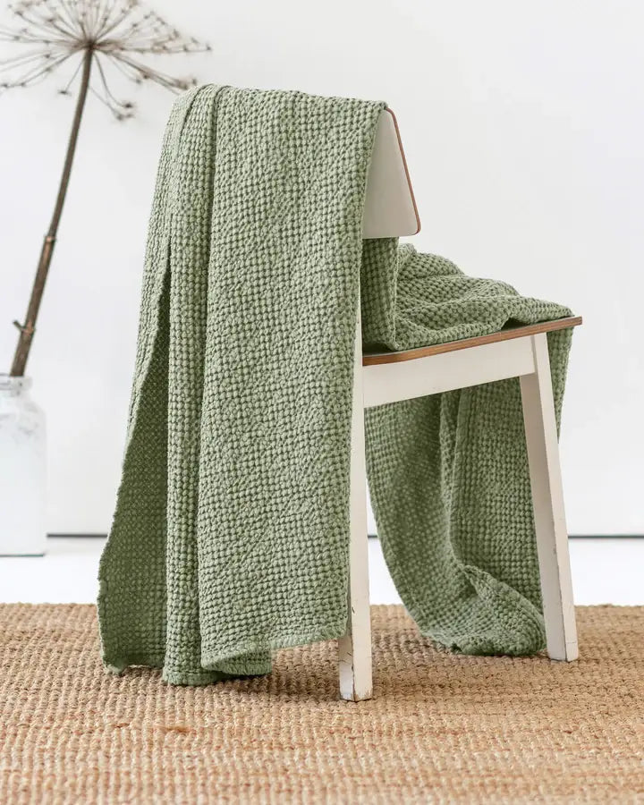 Linen Waffle Throw Blanket, 3 Colors