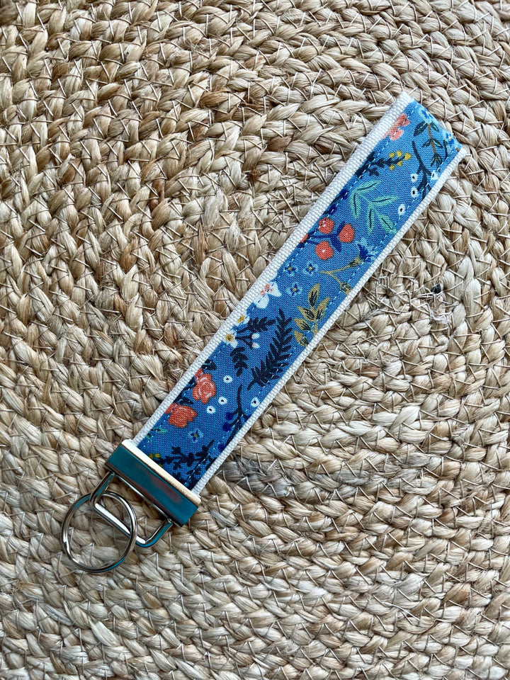 Rifle Paper Co. Dainty Blue Floral Keychain Wristlet