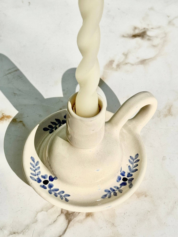 Hand-Painted Margot Candle Holder, Blue