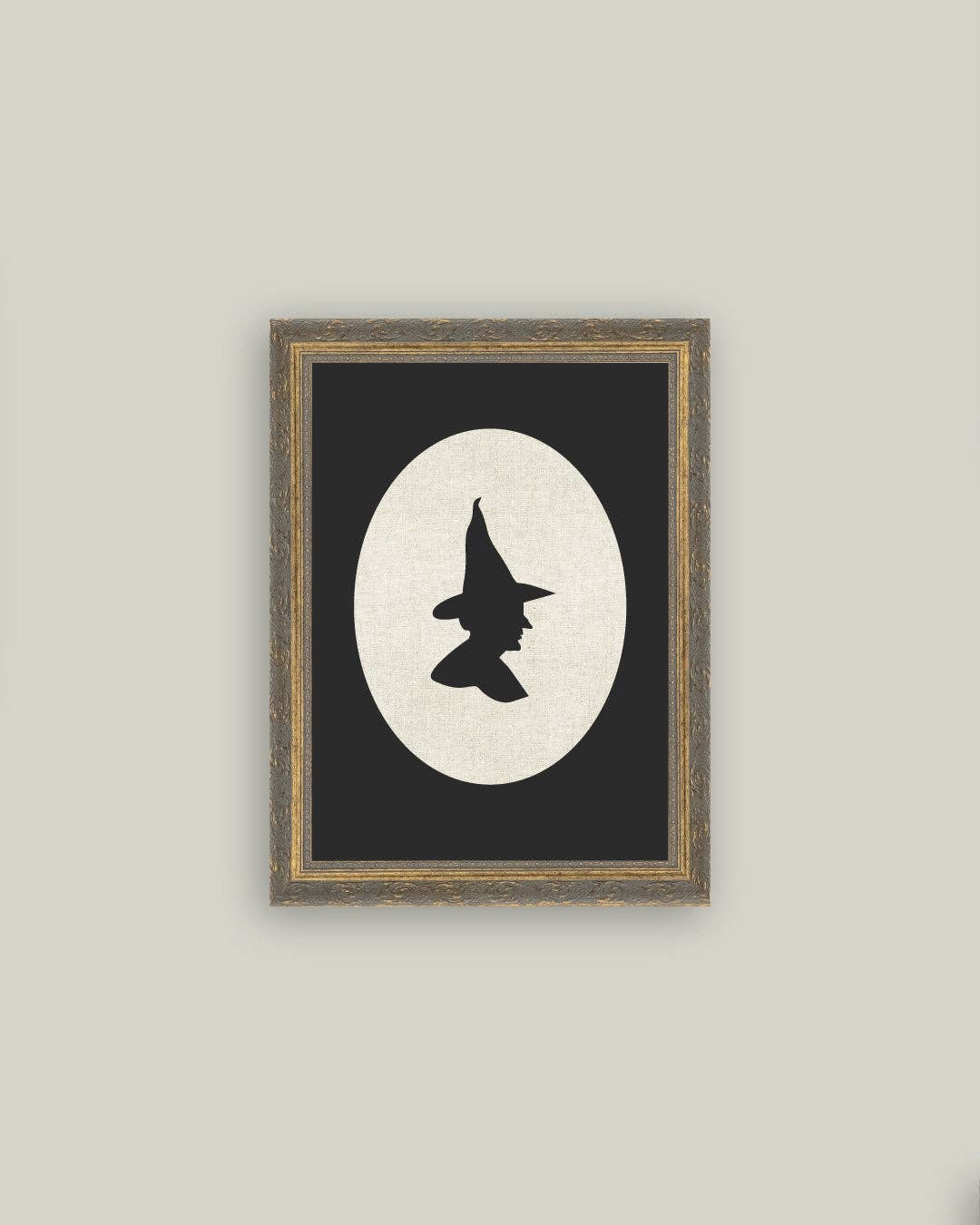 Witch Silhouette Framed Antique Art, 2 Sizes
