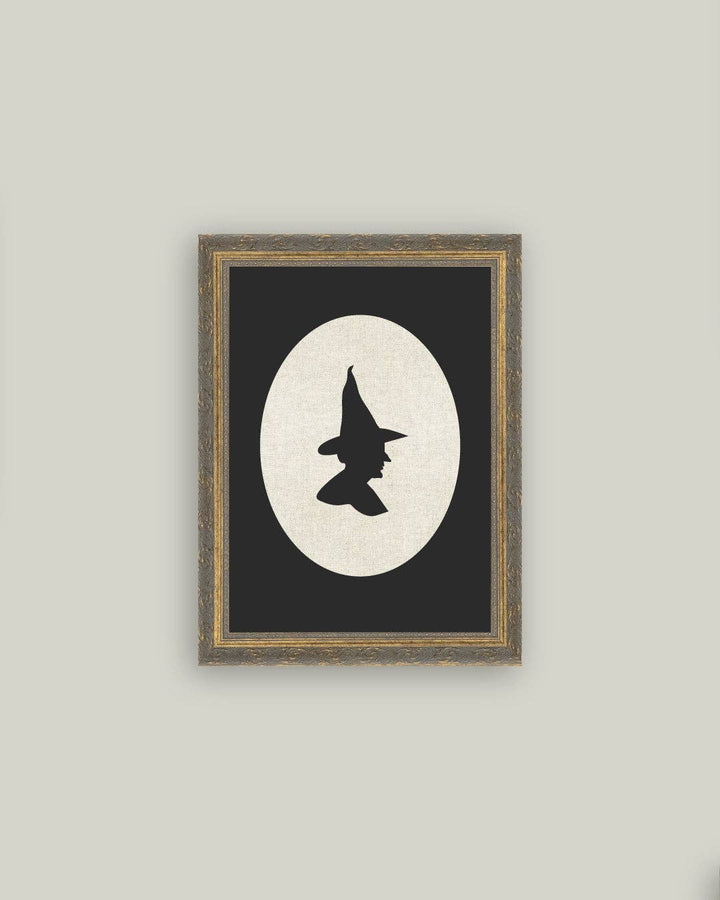 Witch Silhouette Framed Antique Art, 2 Sizes
