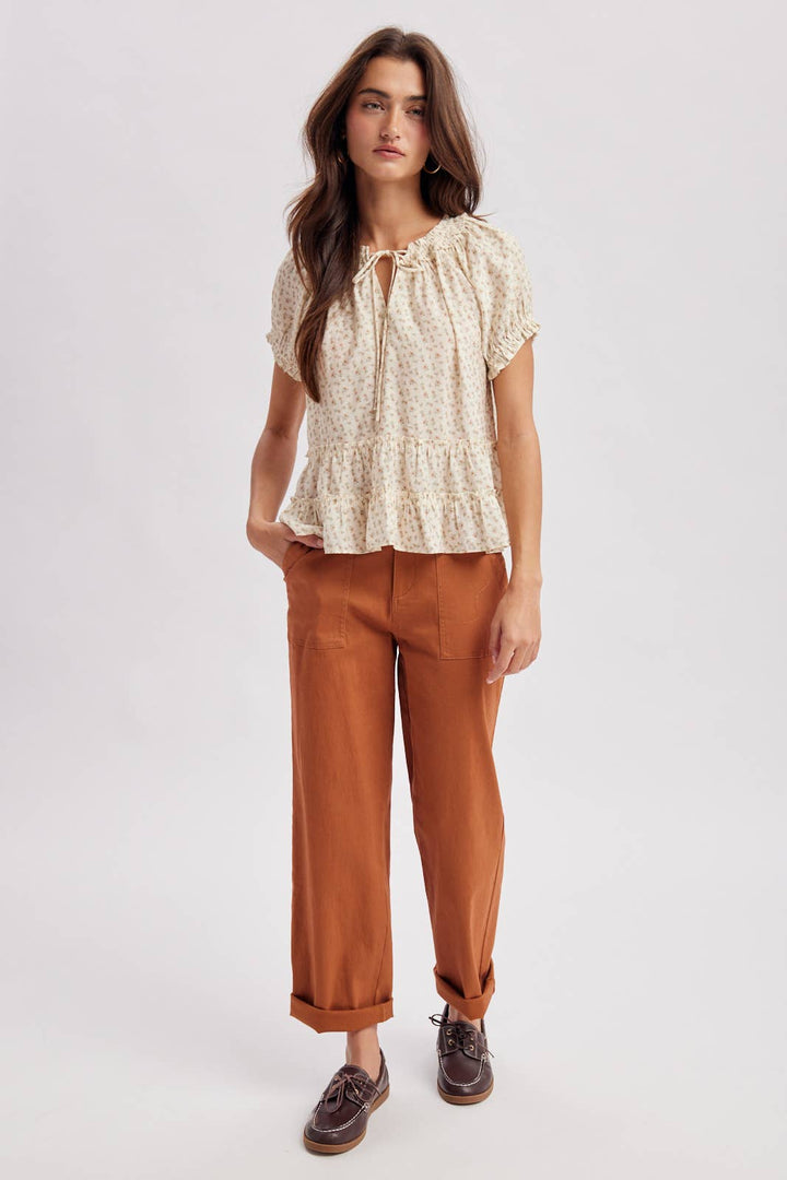 Tie Neck Floral Blouse