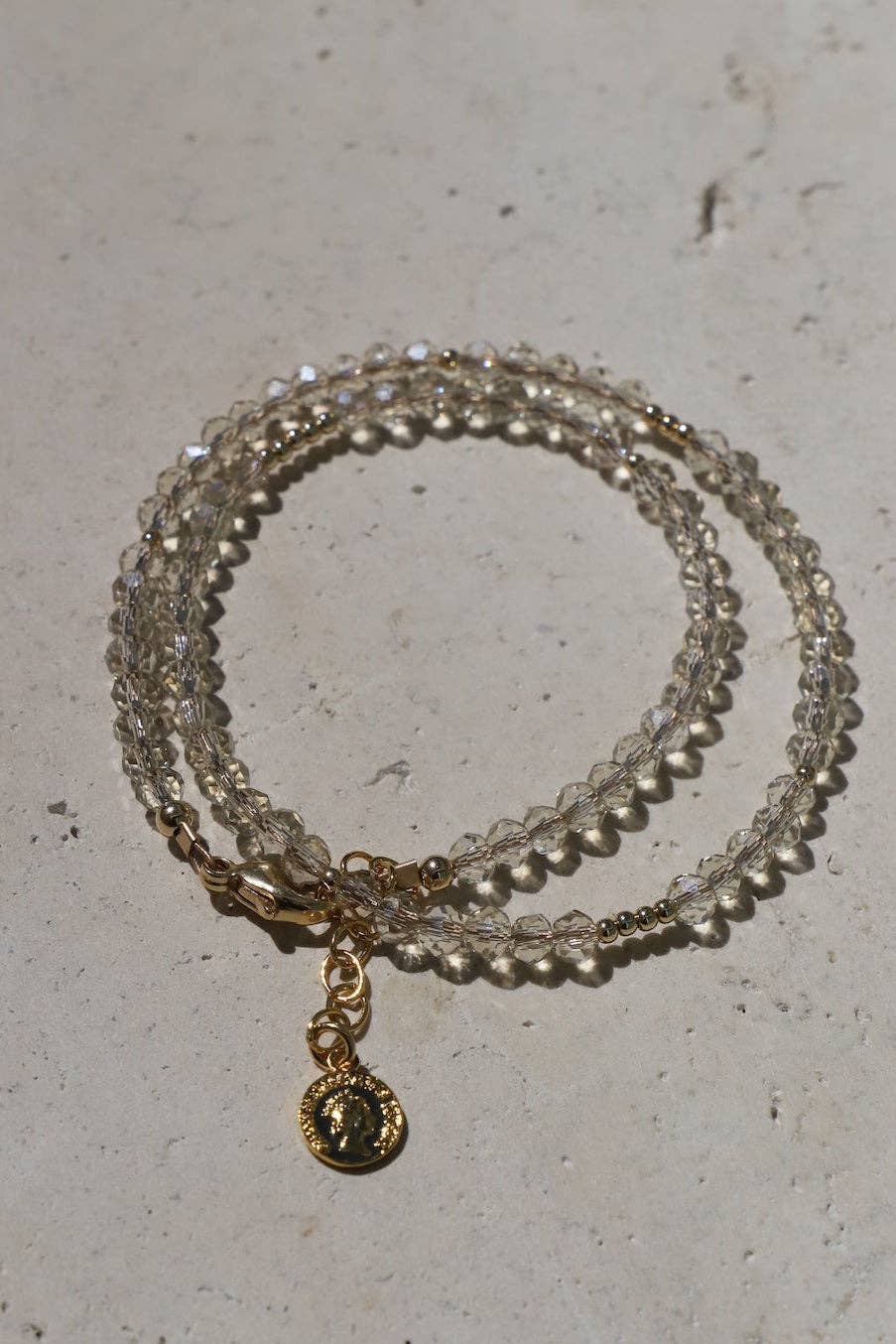 Champagne Crystal Double Wrap Bracelet