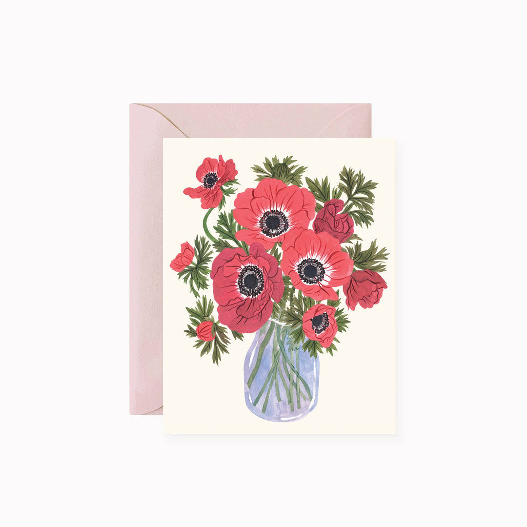 Anemone Vase Greeting Card