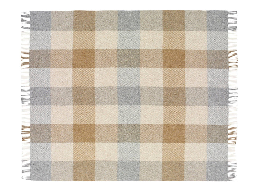 Block Check British Wool Throw, 3 Colors