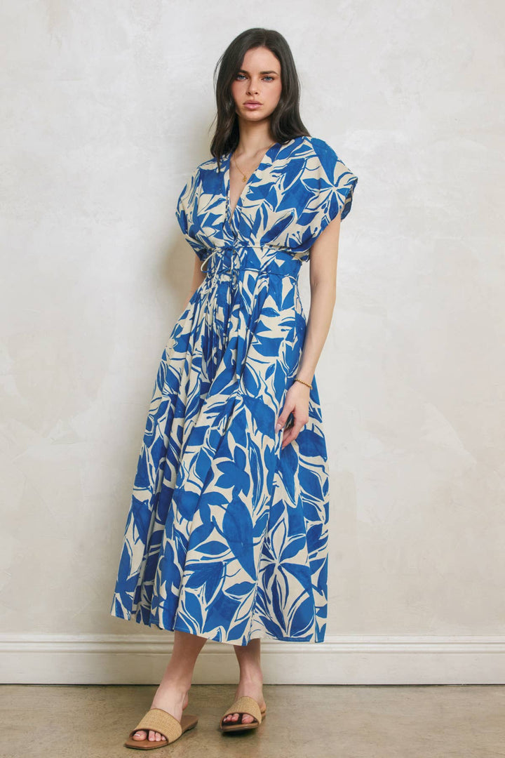 Mykonos Pleated Cinch Waist Midi Dress