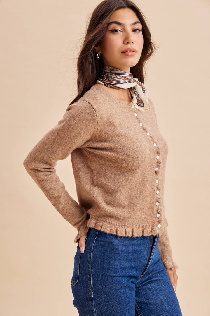 Ruffled Knit Cardigan