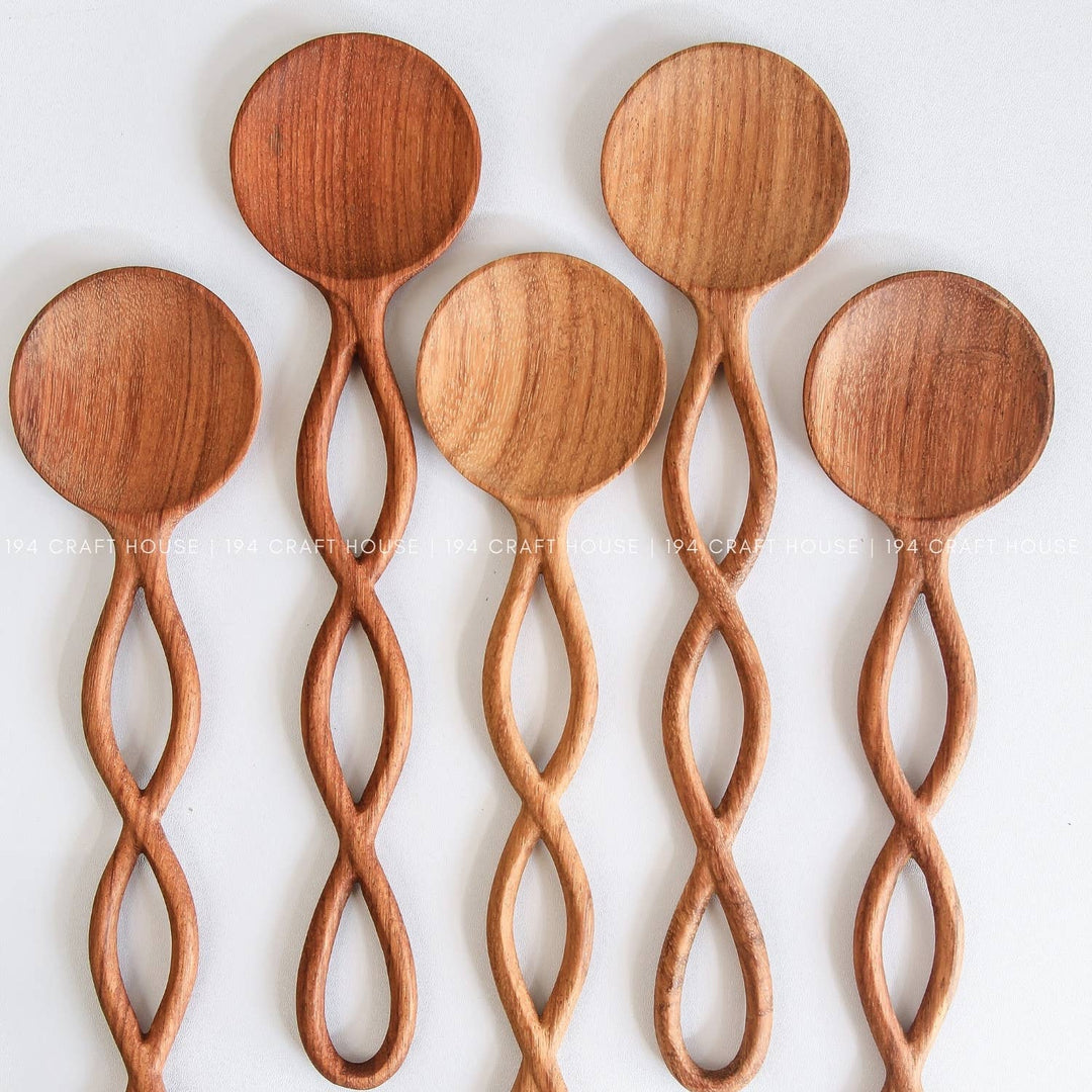 12" Twisted Handle Wooden Salad Servers