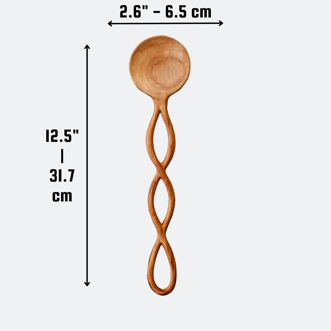 12" Twisted Handle Wooden Salad Servers