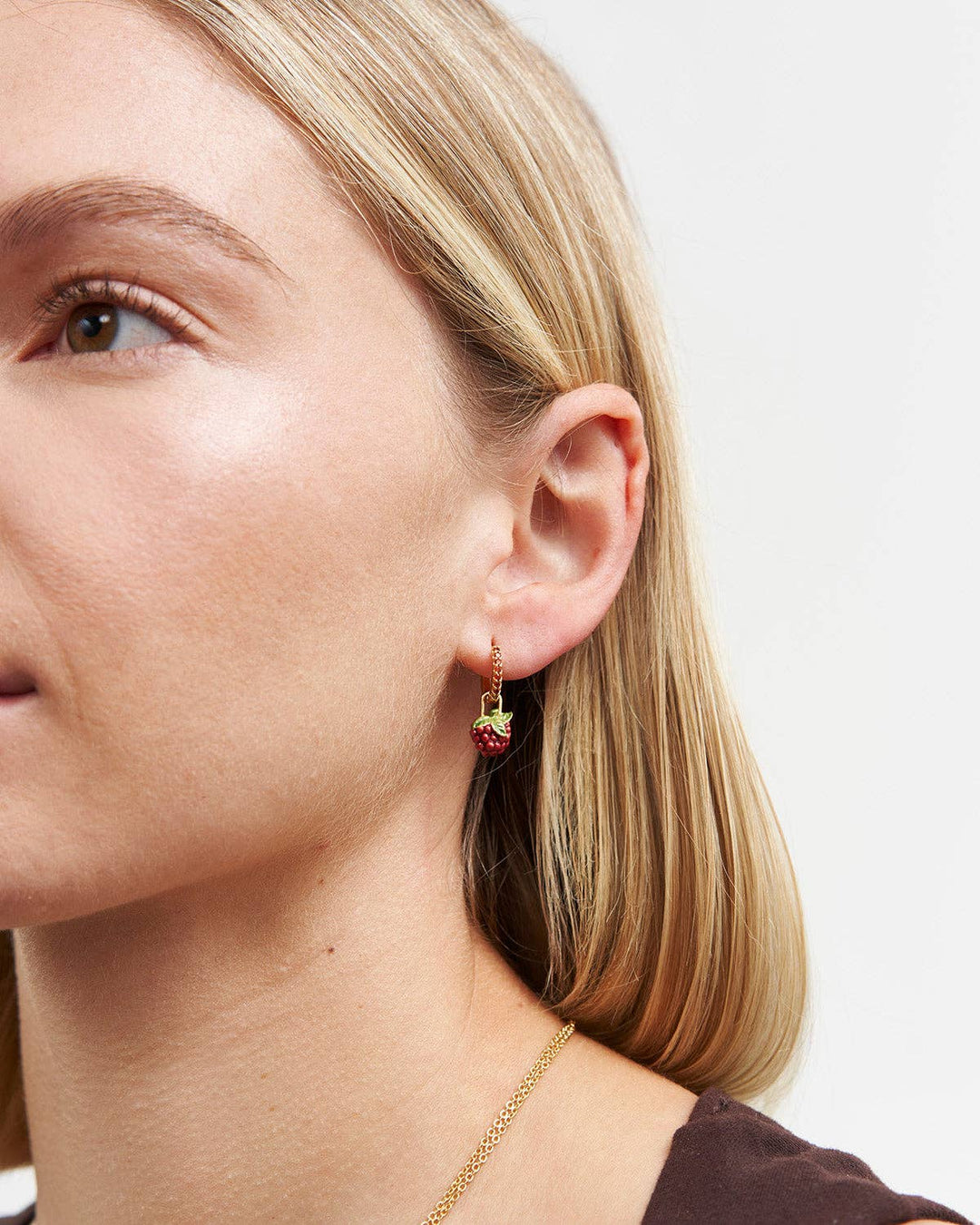 Orla Raspberry Huggie Earrings