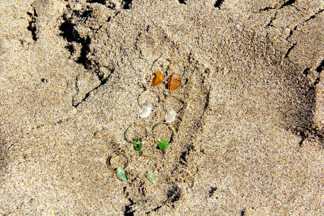 Gold Sea Glass Hoop Earrings