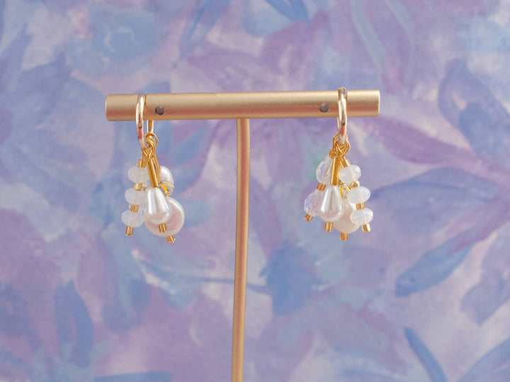 Pearl Dangle Hoop Earrings