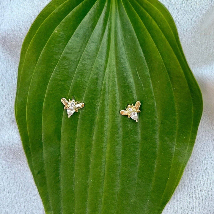 Sparkling Bee Stud Earrings