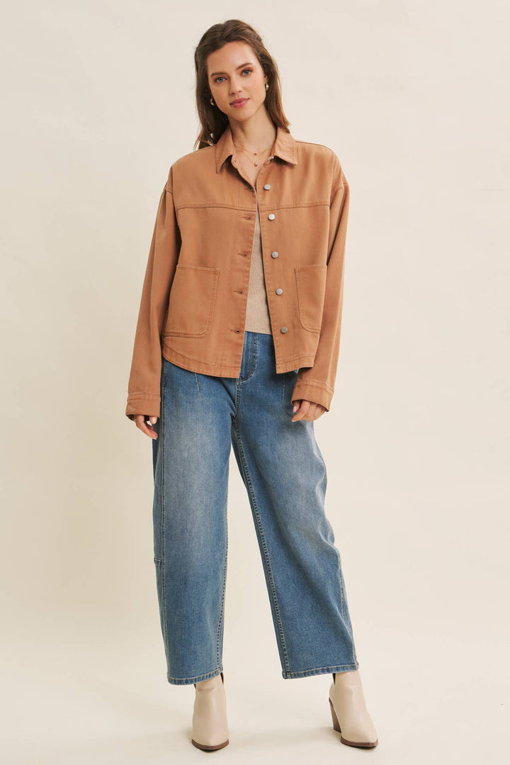 Oversized Utility Jacket in Camel