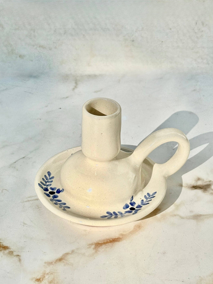 Hand-Painted Margot Candle Holder, Blue