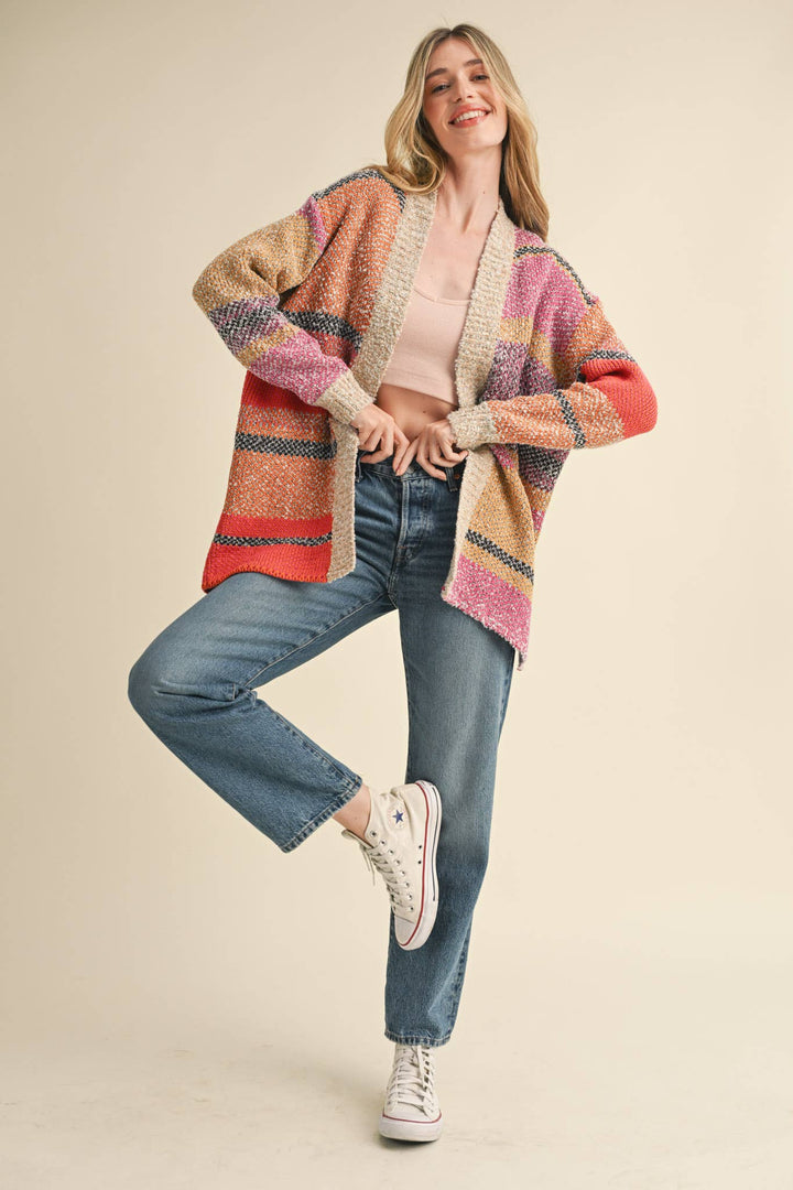 Oversized Color Block Cardigan in 2 Colors