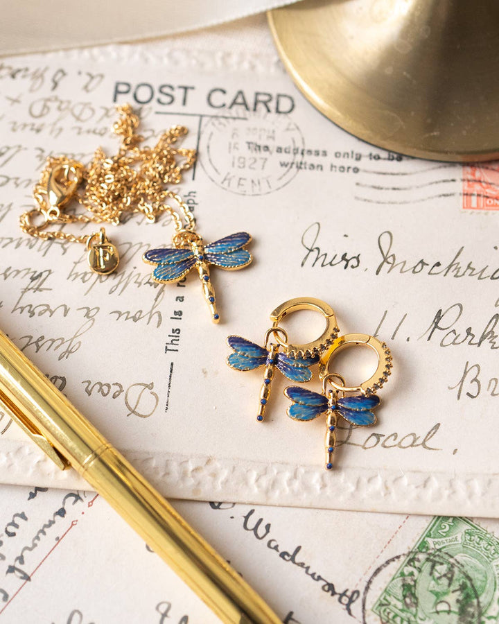 Dragonfly Charm Huggie Earrings