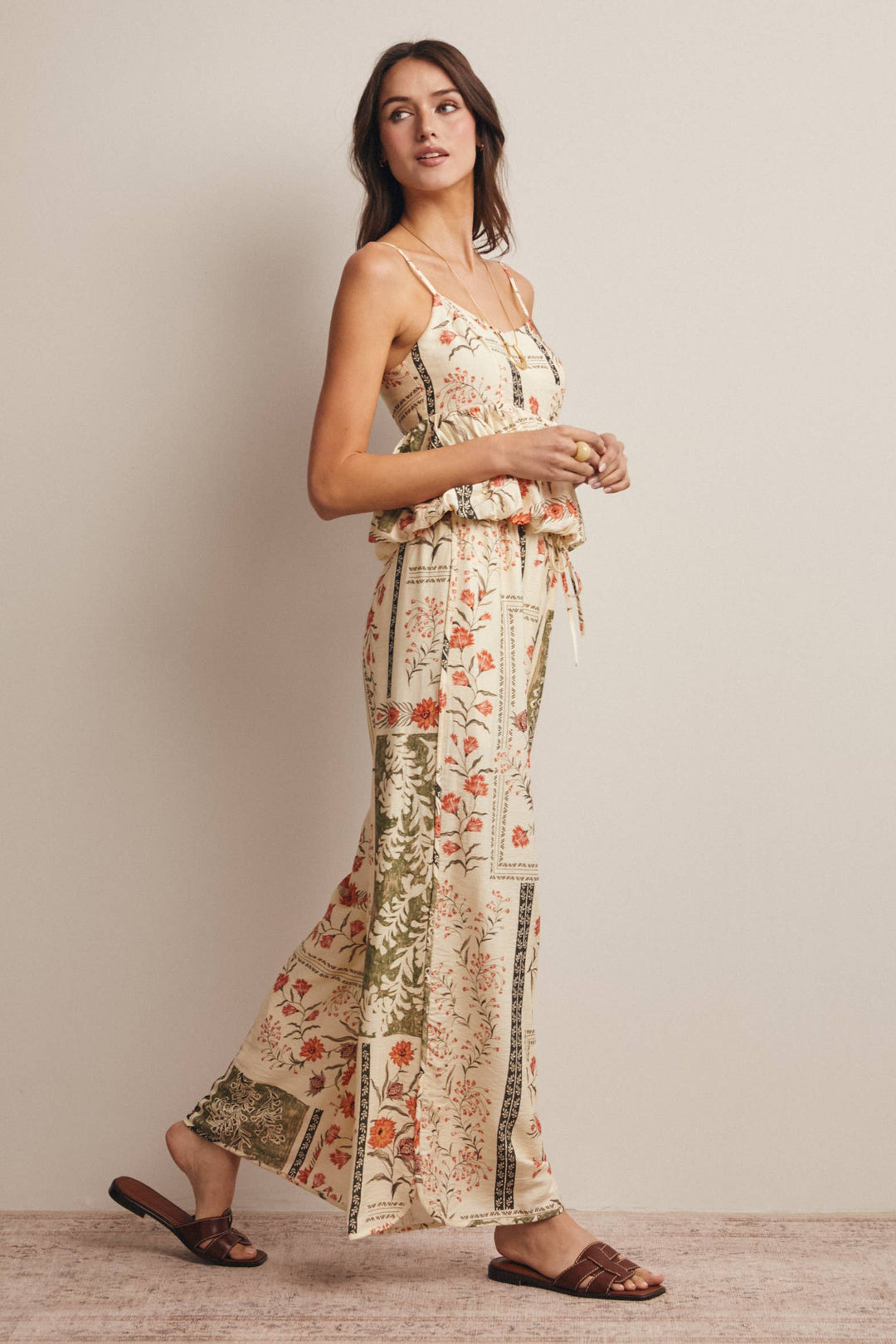 Patchwork Floral Wide-Leg Pants