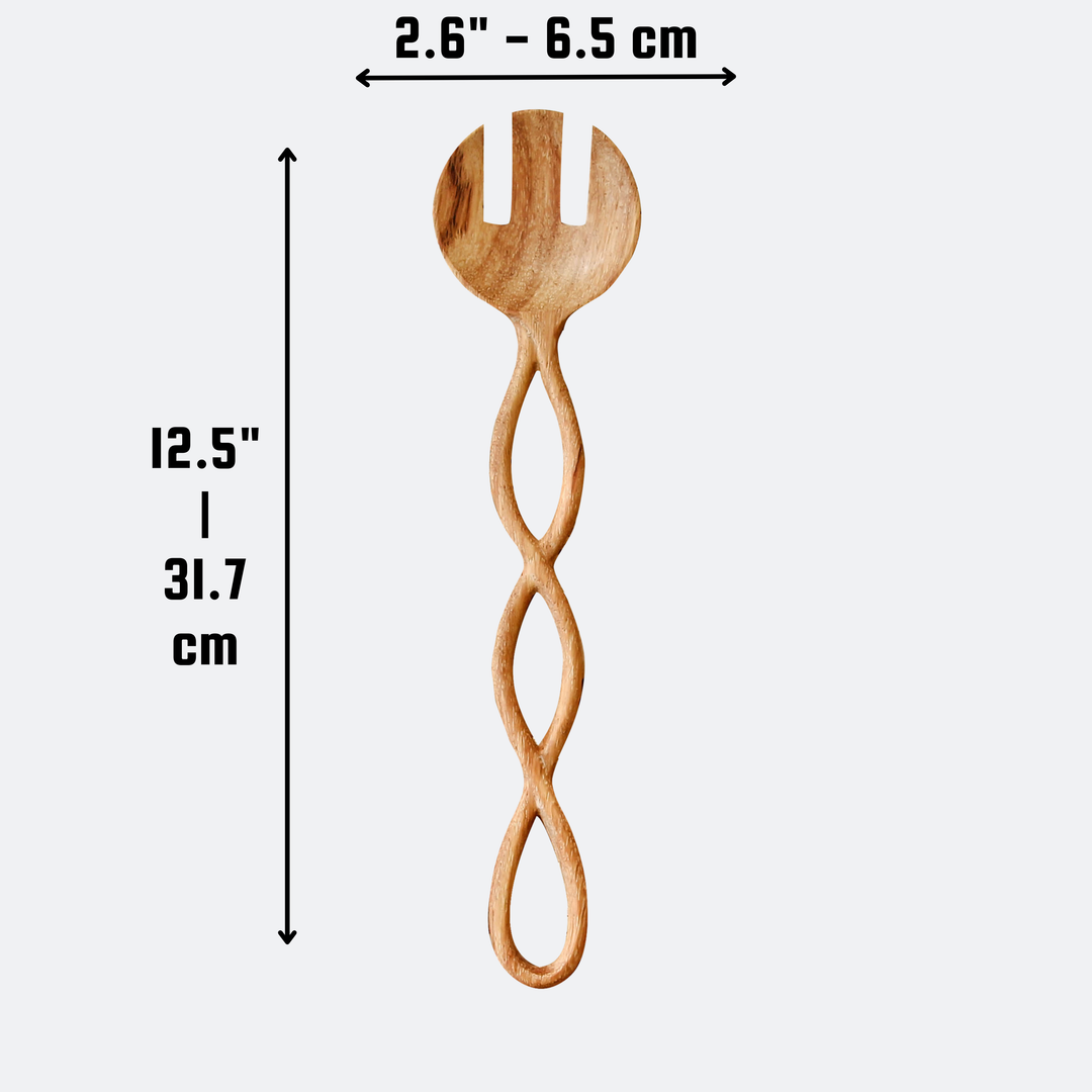 12" Twisted Handle Wooden Salad Servers
