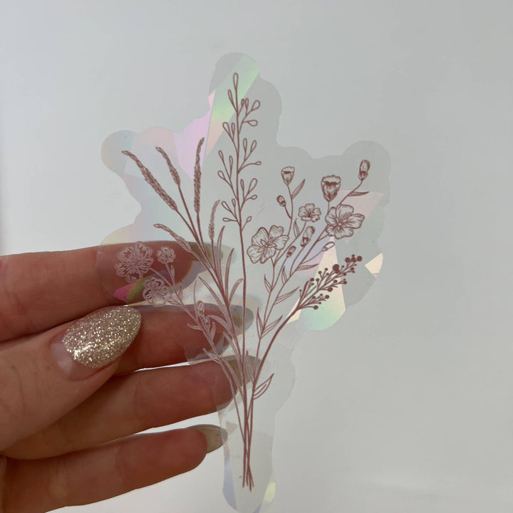 Pink Wildflower Vinyl Suncatcher Decals
