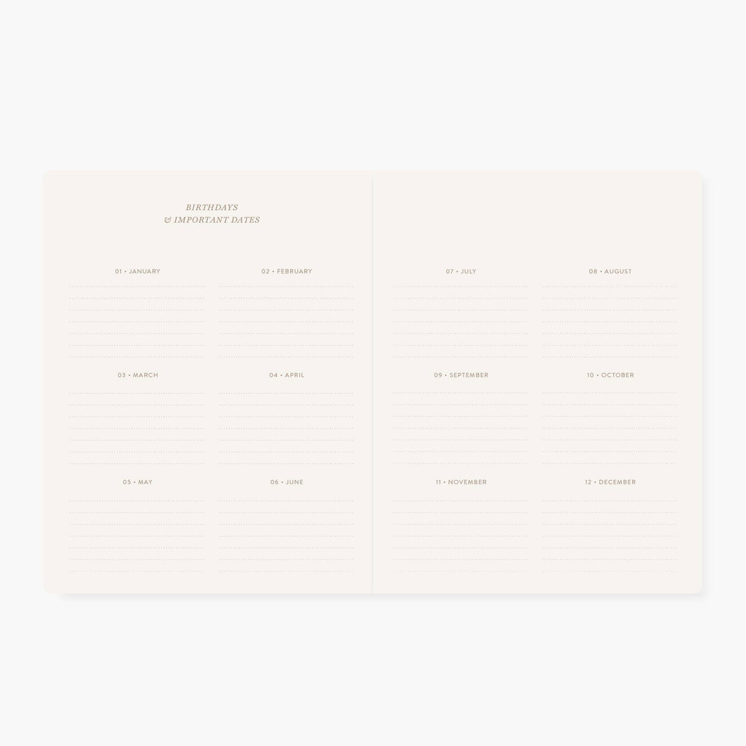 Camellia Undated Monthly Planner