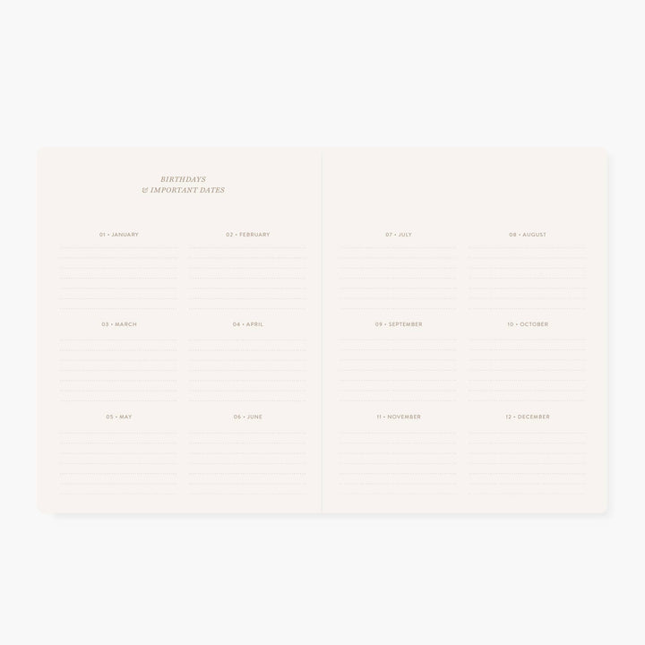 Camellia Undated Monthly Planner