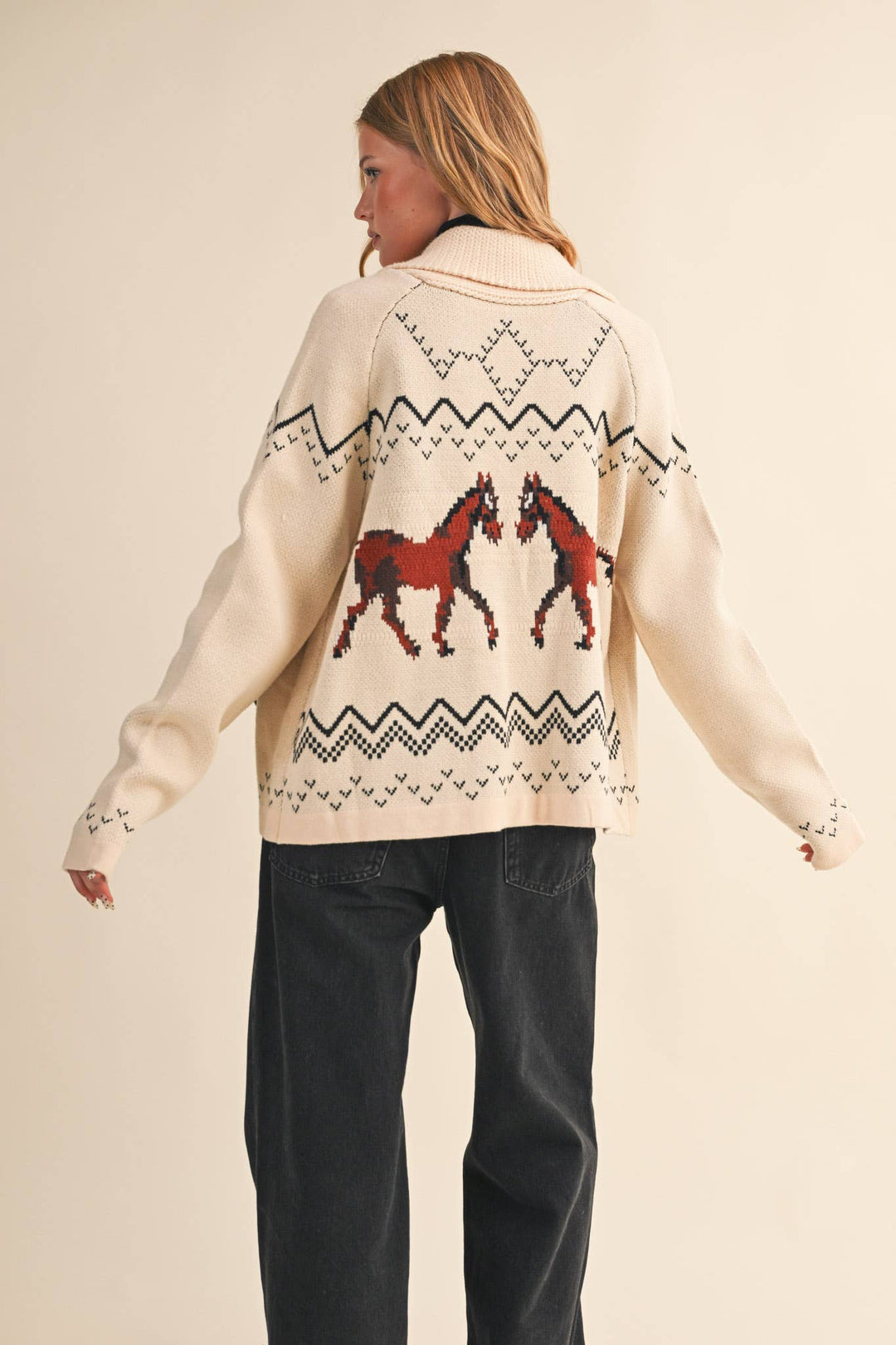 Horse Knit Sweater Cardigan