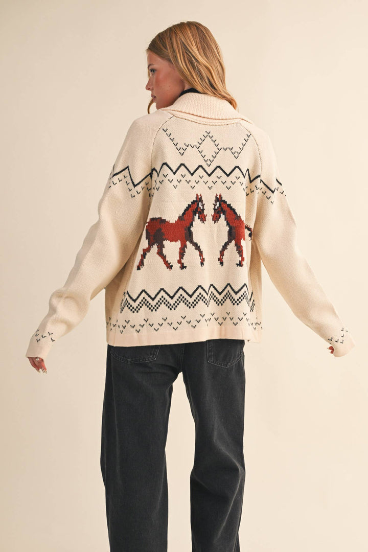 Horse Knit Sweater Cardigan