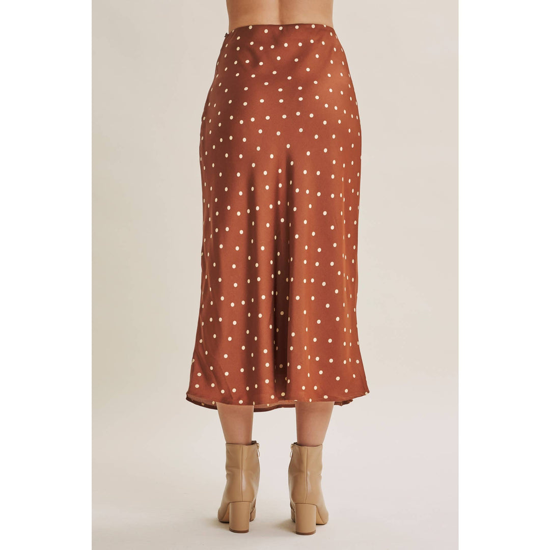 Satin Polka Dot Midi Skirt