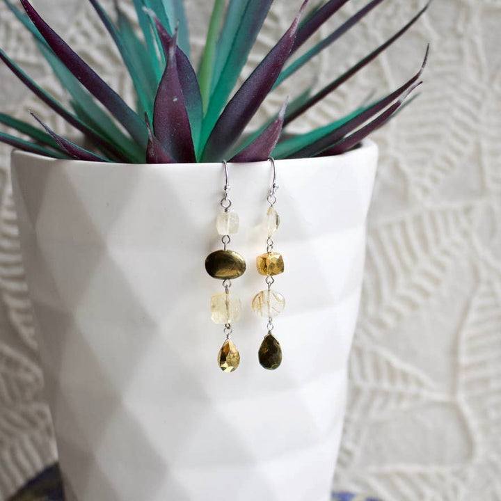 Semi-Precious Mismatched Earrings in Carnelain/Pink