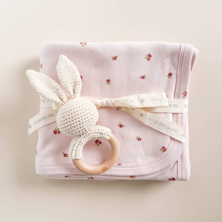 Organic Cotton Pink Rose Swaddle