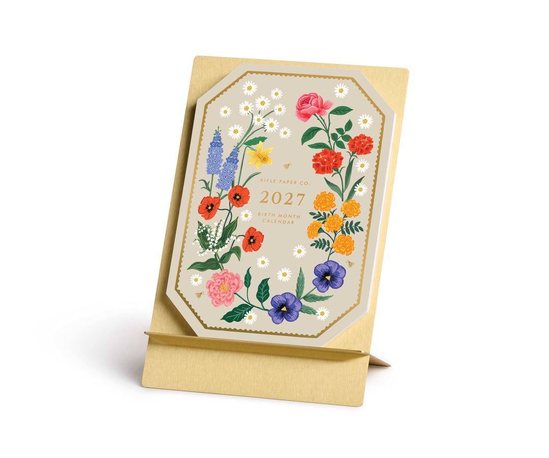 2027 Birth Month Brass Easel Desk Calendar Refill