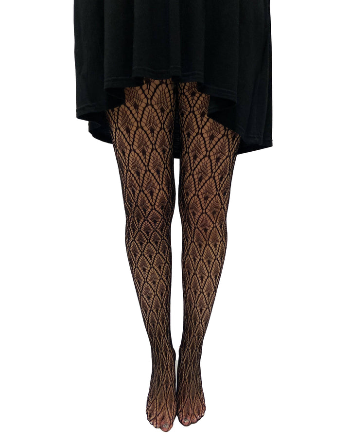Peacock Feather Net Tights in Black