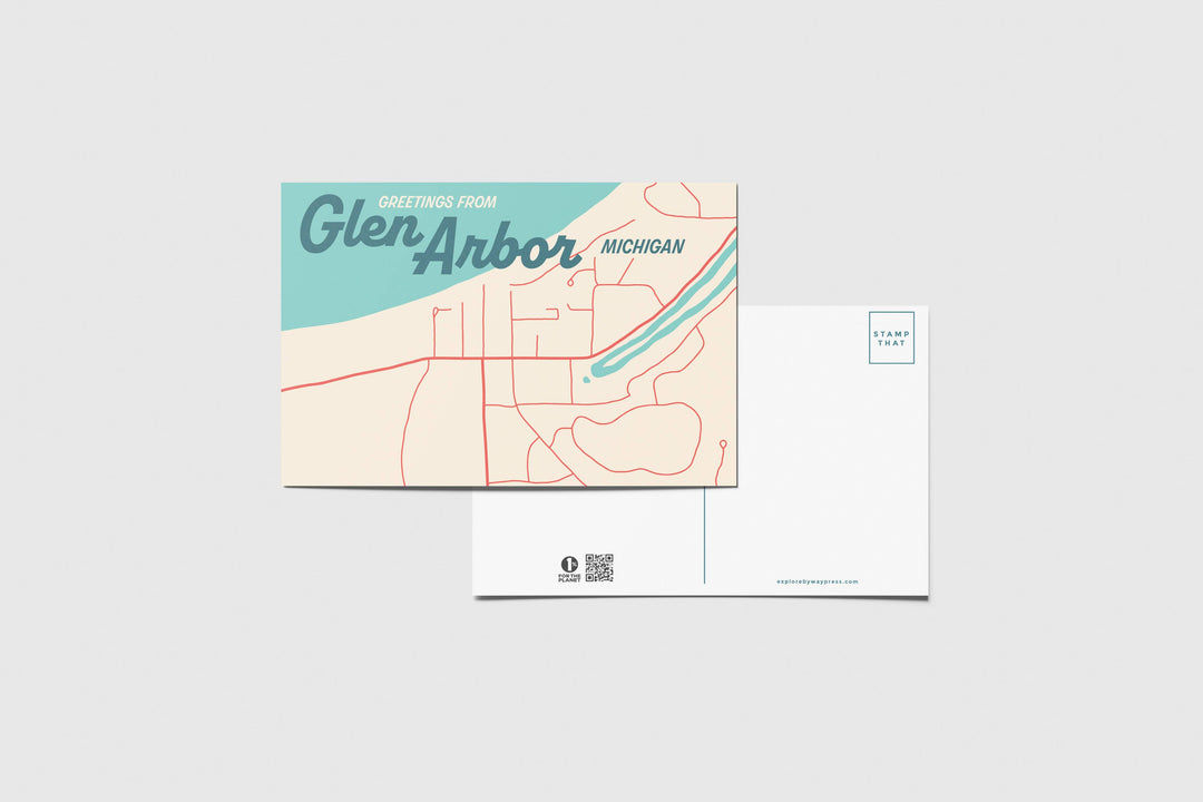 Glen Arbor Map Travel Postcard