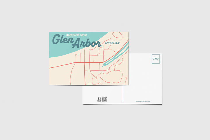 Glen Arbor Map Travel Postcard
